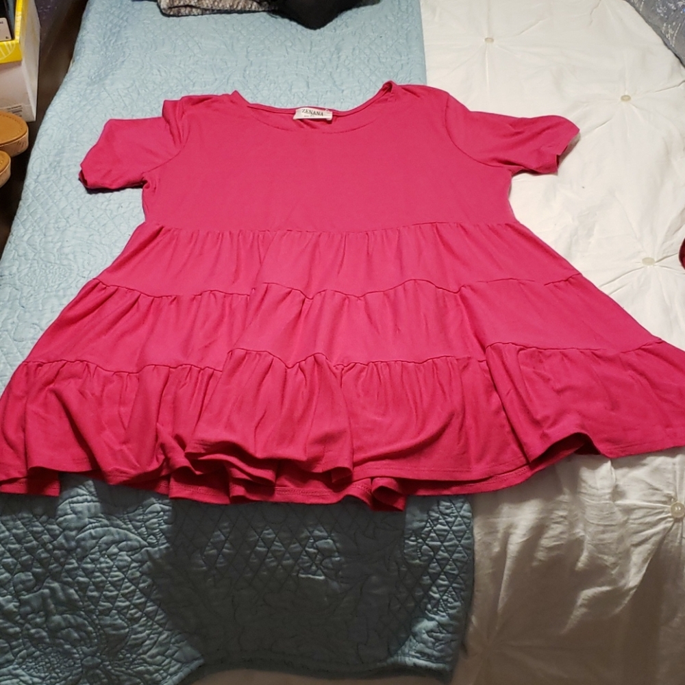 fuschia ruffle tunic